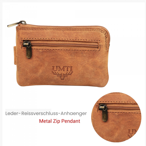 Schlüsseltasche Schlüsseletui 24- (08A) UMTI Leder Schlüsselmäppchen mit 2 Ringe Haken Neu